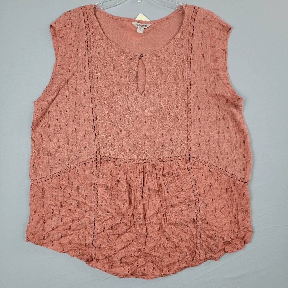 Lucky Brand Women's Large Printed Mix Shell Embroidered Linen Blend